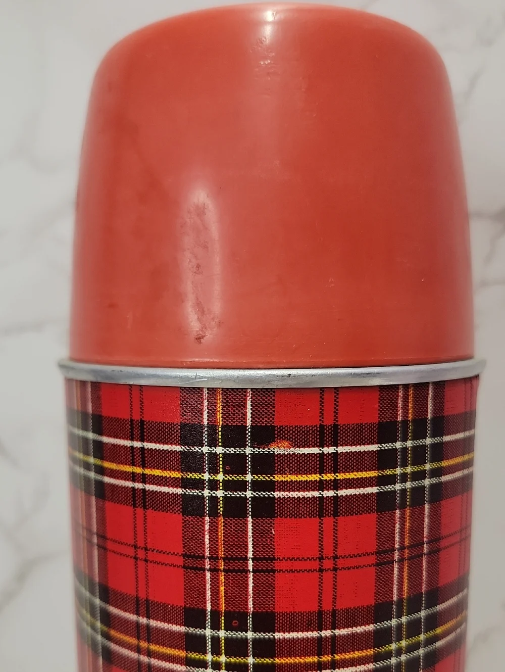 Vintage Aladdin's Red Plaid Thermos Classic Full Size Retro Bottle
